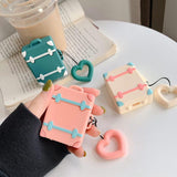 Cute Suitcase with Love Heart Finger Ring Strap Airpods Case Wireless Bluetooth Earphone Cases for Airpods - halloladies