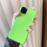 Solid Color Fluorescent Green Soft Phone Case Back Cover - iPhone 12 Pro Max/12 Pro/12/12 Mini/SE/11 Pro Max/11 Pro/11/XS Max/XR/XS/X/8 Plus/8 - halloladies