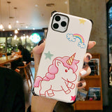 Cute Cartoon Rainbow Dinosaur Unicorn Phone Case Back Cover for iPhone 11 Pro Max/11 Pro/11/XS Max/XR/XS/X/8 Plus/8/7 Plus/7 - halloladies