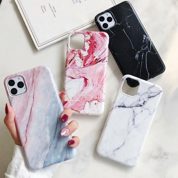 Soft Marble Patterned Matte Phone Case Back Cover - iPhone 12 Pro Max/12 Pro/12/12 Mini/SE/11 Pro Max/11 Pro/11/XS Max/XR/XS/X/8 Plus/8 - halloladies