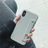 Candy Color Wrist Strap Holder Soft Phone Case Back Cover for iPhone 11/11 Pro/11 Pro Max/XS Max/XR/XS/X/8 Plus/8/7 Plus/7 - halloladies