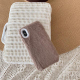 Solid Color Warm Rabbit Furry Plush Phone Case Back Cover - iPhone 11 Pro Max/11 Pro/11/XS Max/XR/XS/X/8 Plus/8/7 Plus/7 - halloladies