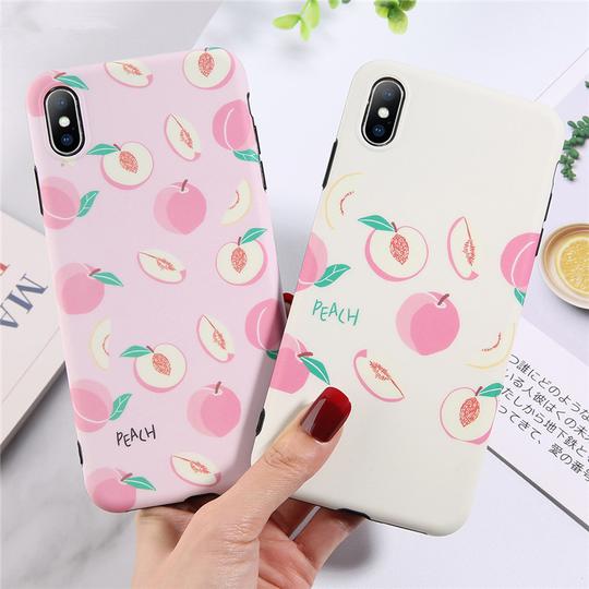 Simple Peach Painting Soft Silicone Phone Case Back Cover for iPhone XS Max/XR/XS/X/8 Plus/8/7 Plus/7/6s Plus/6s/6 Plus/6 - halloladies