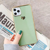 Simple Plating Love Heart Soft Clear Phone Case Back Cover for iPhone 11 Pro Max/11 Pro/11/XS Max/XR/XS/X/8 Plus/8/7 Plus/7 - halloladies