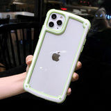 Shockproof Bumper Silicone Frame Transparent Candy Color Phone Case Back Cover - iPhone 12 Pro Max/12 Pro/12/12 Mini/SE/11 Pro Max/11 Pro/11/XS Max/XR/XS/X/8 Plus/8 - halloladies