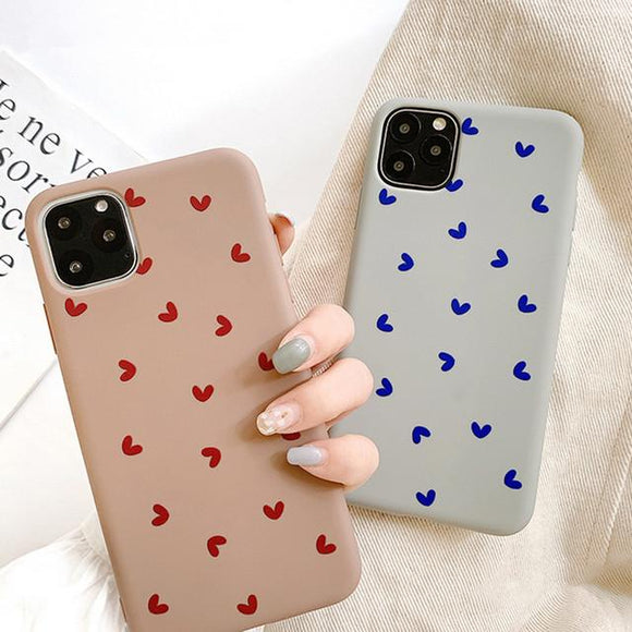 Solid Color Cute Love Heart Soft TPU Phone Case Back Cover for iPhone 12 Pro Max/12 Pro/12/12 Mini/SE/11 Pro Max/11 Pro/11/XS Max/XR/XS/X/8 Plus/8 - halloladies