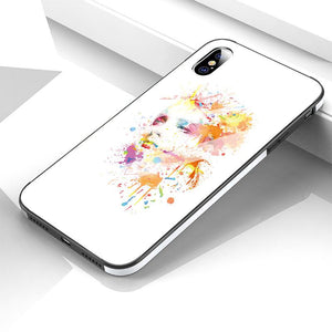 Feather Pattern Oil Painting Tempered Glass Phone Case Back Cover for iPhone XS Max/XR/XS/X/8 Plus/8/7 Plus/7/6s Plus/6s/6 Plus/6 - halloladies