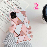Plating Geometric Marble Phone Case Back Cover for iPhone 11 Pro Max/11 Pro/11/XS Max/XR/XS/X/8 Plus/8/7 Plus/7 - halloladies