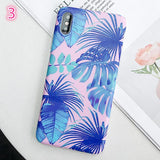 Fashion Marble Leaf Flower Phone Case Back Cover - iPhone XS Max/XR/XS/X/8 Plus/8/7 Plus/7/6s Plus/6s/6 Plus/6 - halloladies