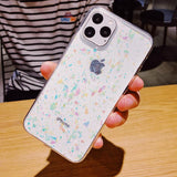 Glitter Foil Transparent Soft Phone Case Back Cover - iPhone 12 Pro Max/12 Pro/12/12 Mini/SE/11 Pro Max/11 Pro/11/XS Max/XR/XS/X/8 Plus/8 - halloladies