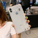 Glitter Powder Wrist Strap Transparent Soft TPU Phone Case Back Cover - iPhone 11 Pro Max/11 Pro/11/XS Max/XR/XS/X/8 Plus/8/7 Plus/7/6s Plus/6s/6 Plus/6 - halloladies