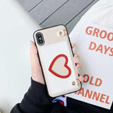 Fashion Leather Card Holder Love Heart with Long Crossbody Strap Chain Phone Case Back Cover for iPhone 11/11 Pro/11 Pro Max/XS Max/XR/XS/X/8 Plus/8/7 Plus/7 - halloladies