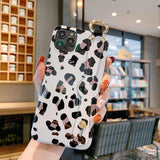 Glossy Leopard Cheetah Print Wristband Bracket Soft Phone Case Back Cover - iPhone 11/11 Pro/11 Pro Max/XS Max/XR/XS/X/8 Plus/8/7 Plus/7 - halloladies