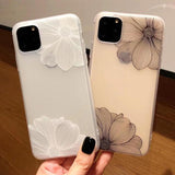 Simple Lace Matte Lotus Phone Case Back Cover - iPhone 12 Pro Max/12 Pro/12/12 Mini/SE/11 Pro Max/11 Pro/11/XS Max/XR/XS/X/8 Plus/8 - halloladies