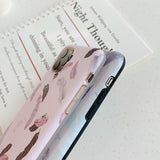 Retro Pink Feather Leaf Matte Soft Phone Case Back Cover - iPhone 11/11 Pro/11 Pro Max/XS Max/XR/XS/X/8 Plus/8/7 Plus/7 - halloladies
