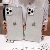 Simple Glitter Powder Clear Phone Case Back Cover - iPhone 11 Pro Max/11 Pro/11/XS Max/XR/XS/X/8 Plus/8/7 Plus/7 - halloladies