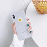 Real Daisy Dried Flowers Glitter Soft TPU Phone Case Back Cover for iPhone XS Max/XR/XS/X/8 Plus/8/7 Plus/7/6s Plus/6s/6 Plus/6 - halloladies