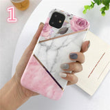 Electroplate Marble Flower Phone Case Back Cover - iPhone 12 Pro Max/12 Pro/12/12 Mini/SE/11 Pro Max/11 Pro/11/XS Max/XR/XS/X/8 Plus/8 - halloladies