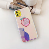 3D Laser Icecream Peach Shiny Mirror Phone Case Back Cover for iPhone 11 Pro Max/11 Pro/11/XS Max/XR/XS/X/8 Plus/8/7 Plus/7 - halloladies