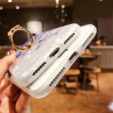 Shell Texture Flower with Finger Ring Phone Case Back Cover for iPhone 11/11 Pro/11 Pro Max/XS Max/XR/XS/X/8 Plus/8/7 Plus/7 - halloladies