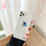Cute Butterfly Blue Phone Case Back Cover - iPhone 12 Pro Max/12 Pro/12/12 Mini/SE/11 Pro Max/11 Pro/11/XS Max/XR/XS/X/8 Plus/8 - halloladies