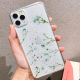 Real Dried Flower Clear Phone Case Back Cover for iPhone 11 Pro Max/11 Pro/11/XS Max/XR/XS/X/8 Plus/8/7 Plus/7 - halloladies