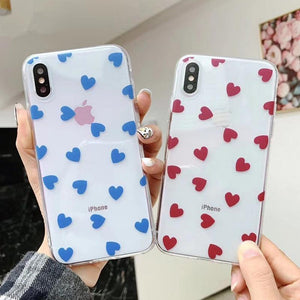 Love Heart Clear Soft TPU Phone Case Back Cover for iPhone 11/11 Pro/11 Pro Max/XS Max/XR/XS/X/8 Plus/8/7 Plus/7 - halloladies