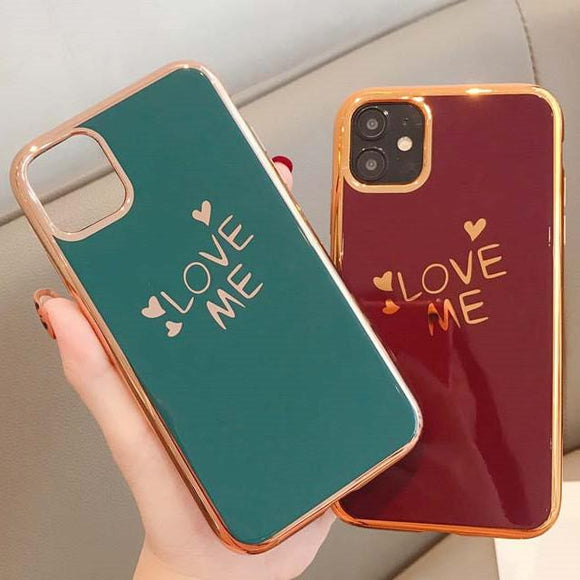 Plating Edge Letter Love Heart Phone Case Back Cover for iPhone 11/11 Pro/11 Pro Max/XS Max/XR/XS/X/8 Plus/8/7 Plus/7 - halloladies