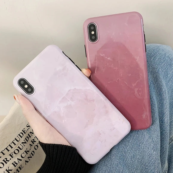 Simple Marble Soft IMD Phone Case Back Cover for iPhone 12 Pro Max/12 Pro/12/12 Mini/SE/11 Pro Max/11 Pro/11/XS Max/XR/XS/X/8 Plus/8 - halloladies