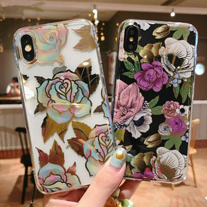 Simple Flower Soft Phone Case Back Cover - iPhone 11/11 Pro/11 Pro Max/XS Max/XR/XS/X/8 Plus/8/7 Plus/7 - halloladies