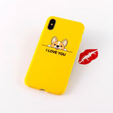 Candy Color Cute Corgi "I Love You" Phone Case Back Cover for iPhone 11/11 Pro/11 Pro Max/XS Max/XR/XS/X/8 Plus/8/7 Plus/7 - halloladies
