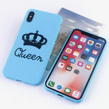 Candy Color King Queen Crown Phone Case Back Cover - iPhone 11/11 Pro/11 Pro Max/XS Max/XR/XS/X/8 Plus/8/7 Plus/7 - halloladies