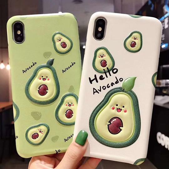 Cute Cartoon 3D Avocado Fruit Pattern TPU Phone Case Back Cover for iPhone XS Max/XR/XS/X/8 Plus/8/7 Plus/7/6s Plus/6s/6 Plus/6 - halloladies