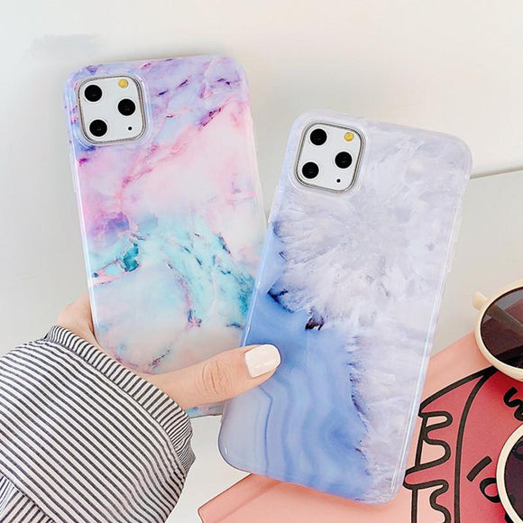 Geometric Marble Pattern Soft TPU Phone Case Back Cover for iPhone 11/11 Pro/11 Pro Max/XS Max/XR/XS/X/8 Plus/8/7 Plus/7 - halloladies