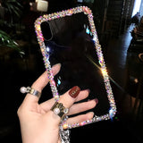 Glitter 3D Diamond Around Lanyard Transparent Soft Phone Case Back Cover for iPhone 12 Pro Max/12 Pro/12/12 Mini/SE/11 Pro Max/11 Pro/11/XS Max/XR/XS/X/8 Plus/8 - halloladies