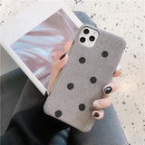 Simple Vintage Polka Dot Matte Plush Phone Case Back Cover for iPhone 11 Pro Max/11 Pro/11/XS Max/XR/XS/X/8 Plus/8/7 Plus/7 - halloladies