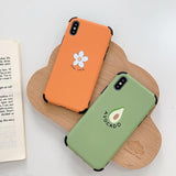 Cartoon Avocado Flower Corner Protection Matte Phone Case Back Cover - iPhone XS Max/XR/XS/X/8 Plus/8/7 Plus/7/6s Plus/6s/6 Plus/6 - halloladies