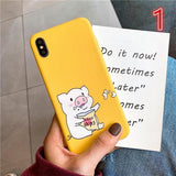 Cute Cartoon Pig Print Matte Soft TPU Phone Case Back Cover for iPhone XS Max/XR/XS/X/8 Plus/8/7 Plus/7/6s Plus/6s/6 Plus/6 - halloladies