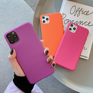 Simple Candy Color Matte Soft TPU Phone Case Back Cover for iPhone 11/11 Pro/11 Pro Max/XS Max/XR/XS/X/8 Plus/8/7 Plus/7 - halloladies