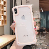 Shockproof Bumper Silicone Frame Transparent Candy Color Phone Case Back Cover - iPhone 12 Pro Max/12 Pro/12/12 Mini/SE/11 Pro Max/11 Pro/11/XS Max/XR/XS/X/8 Plus/8 - halloladies