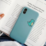 Cartoon Cute Dinosaur Matte Couple Phone Case Back Cover for iPhone 12 Pro Max/12 Pro/12/12 Mini/SE/11 Pro Max/11 Pro/11/XS Max/XR/XS/X/8 Plus/8 - halloladies