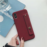 Candy Color Wrist Strap Holder Soft Phone Case Back Cover for iPhone 11/11 Pro/11 Pro Max/XS Max/XR/XS/X/8 Plus/8/7 Plus/7 - halloladies