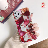 Geometry Splice Marble Electroplated Shiny Soft Phone Case Back Cover - iPhone 11 Pro Max/11 Pro/11/XS Max/XR/XS/X/8 Plus/8/7 Plus/7 - halloladies
