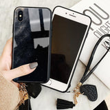 Beautiful Night Sky with Lanyard Tempered Glass Phone Case Back Cover - iPhone 11/11 Pro/11 Pro Max/XS Max/XR/XS/X/8 Plus/8/7 Plus/7 - halloladies