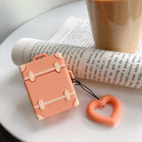 Cute Suitcase with Love Heart Finger Ring Strap Airpods Case Wireless Bluetooth Earphone Cases for Airpods - halloladies