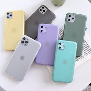 Simple Solid Color Liquid Silicone Matte Transparent Phone Case Back Cover - iPhone 11/11 Pro/11 Pro Max/XS Max/XR/XS/X/8 Plus/8/7 Plus/7 - halloladies