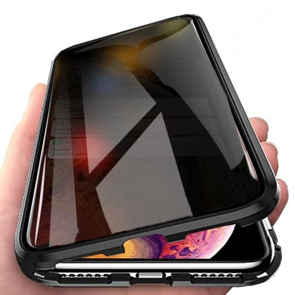 Privacy Magnet Metal Tempered Glass Phone Case Back Cover - iPhone 11 Pro Max/11 Pro/11/XS Max/XR/XS/X/8 Plus/8/7 Plus/7 - halloladies
