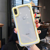 Shockproof Bumper Silicone Frame Transparent Candy Color Phone Case Back Cover - iPhone 12 Pro Max/12 Pro/12/12 Mini/SE/11 Pro Max/11 Pro/11/XS Max/XR/XS/X/8 Plus/8 - halloladies