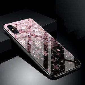Sakura Flower Tempered Glass Phone Case Back Cover - iPhone XS Max/XR/XS/X/8 Plus/8/7 Plus/7/6s Plus/6s/6 Plus/6 - halloladies
