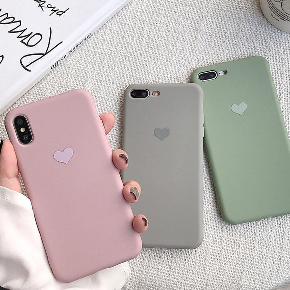 Love Heart Candy Color Soft Phone Case Back Cover for iPhone 12 Pro Max/12 Pro/12/12 Mini/SE/11 Pro Max/11 Pro/11/XS Max/XR/XS/X/8 Plus/8 - halloladies